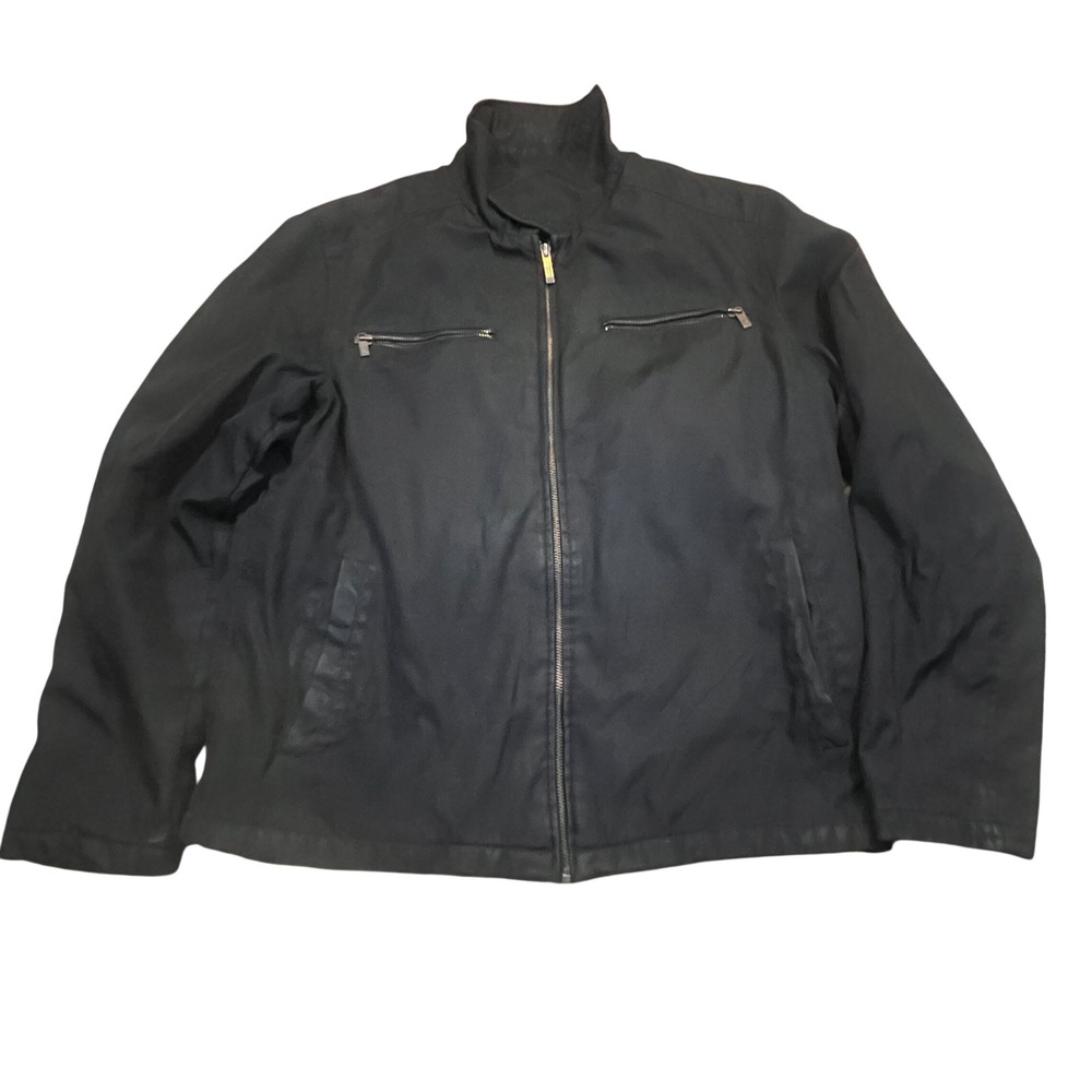 Kenneth Cole Reaction Mens Black Full Zip Moto Jacket Quilted‎ Lining Size M